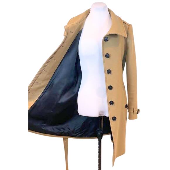 Burberry Trench Coat Long Tan Brown Cashmere Wool Nova Check Womens Jacket US 10 - Picture 11 of 16